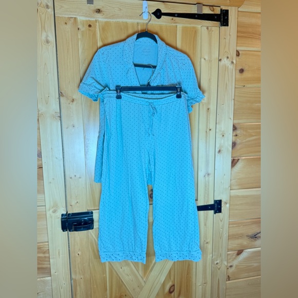 Lot of 3 J.Jill Teal Polka Dot Flannel Cotton Modal Pajama & Sleep Shirt L - Picture 4 of 15